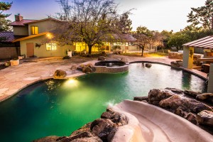 Pool slide sunset